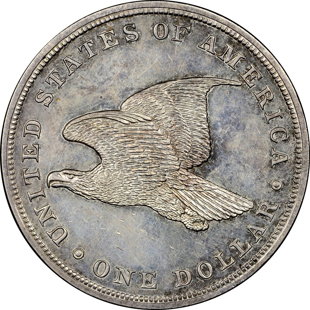 1 Dollar - Gobrecht Dollar - Eagle Flying In Plain Field (.900 Silver), image 0